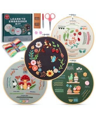 4-piece Embroidery Kit Beginners Simple Patterns 31 Stitches