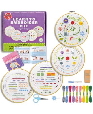 4-piece Embroidery Kit 29 Stitches Beginners Patterns