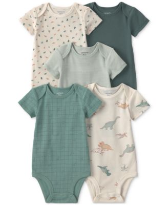 Baby Boys' Dinosaur Print Short-Sleeve Bodysuits, 5-Pack