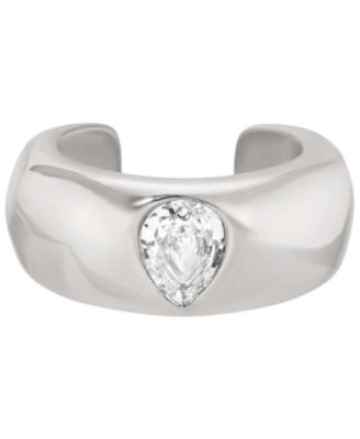 Hammered Pear Crystal Cuff Earrings