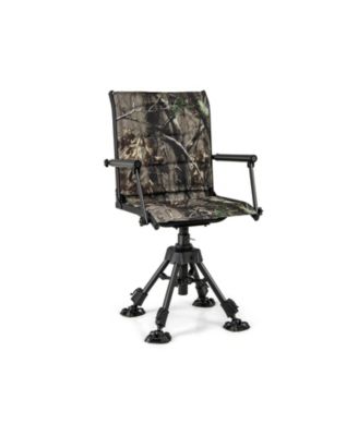 Folding 360-Degree Swivel Camping Chair with 4 Adjustable Legs and Portable Carry Design