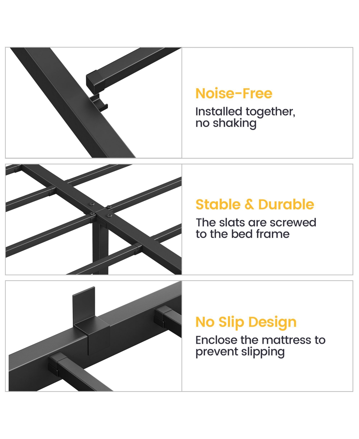 homfan 14Inch Heavy Duty Metal Platform Bed Frame - Sturdy Low Profile Mattress Foundation