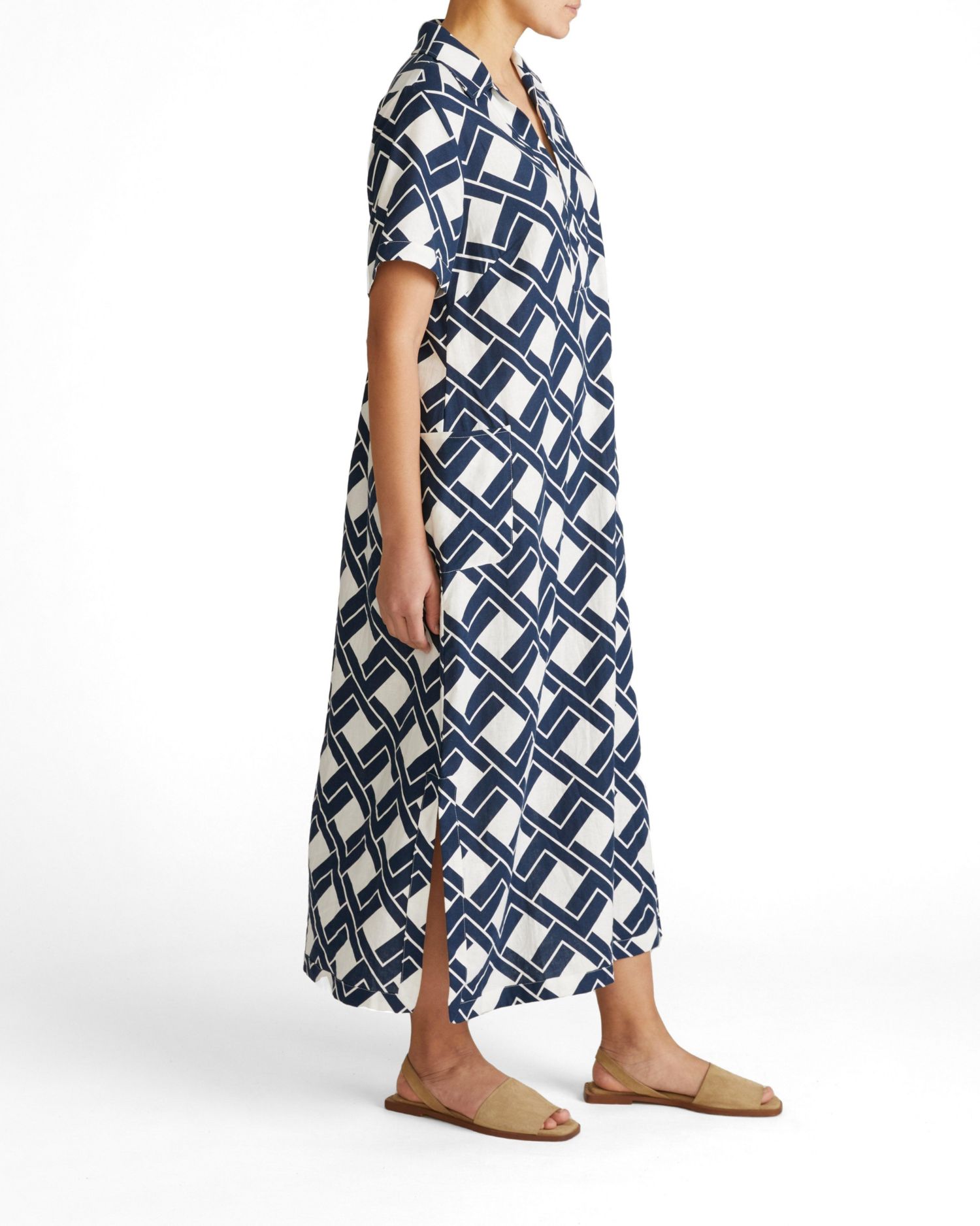 Plus Size Padma Polo Neck Linen Dress