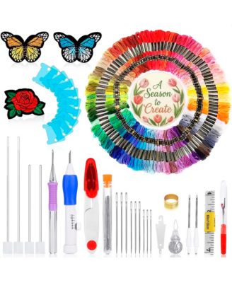 137-piece Embroidery Kit Punch Needle Cross Stitch Tools Floss Set