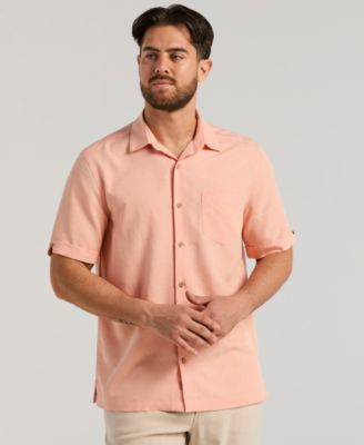 Men's Palm Print Short-Sleeve Button-Down Shirt