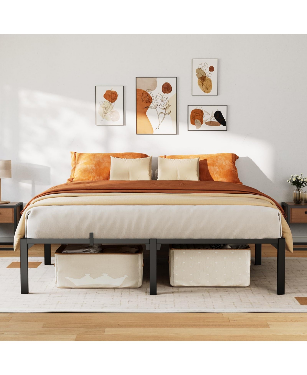 homfan 16 Inch Heavy Duty Metal Platform Bed Frame