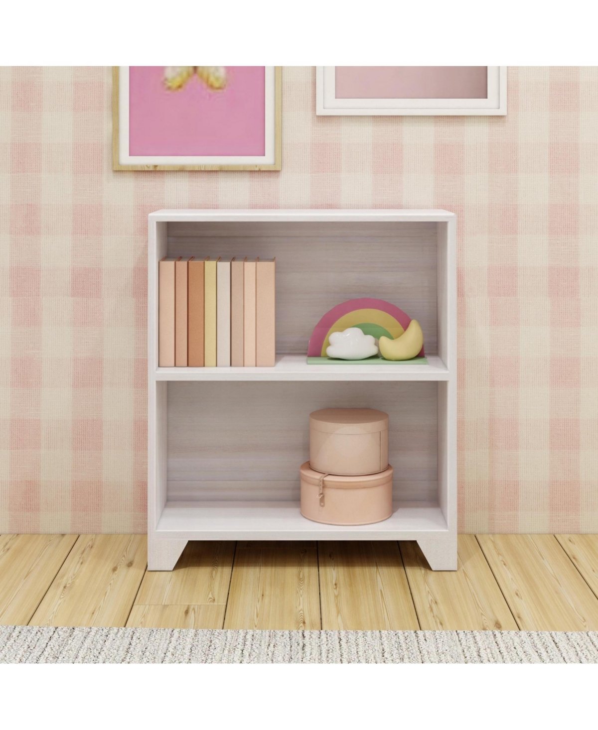 Max & Lily Bookshelf, 2 Shelf Bookcase Modern Farmhouse Solid Wood Shelves for Bedroom