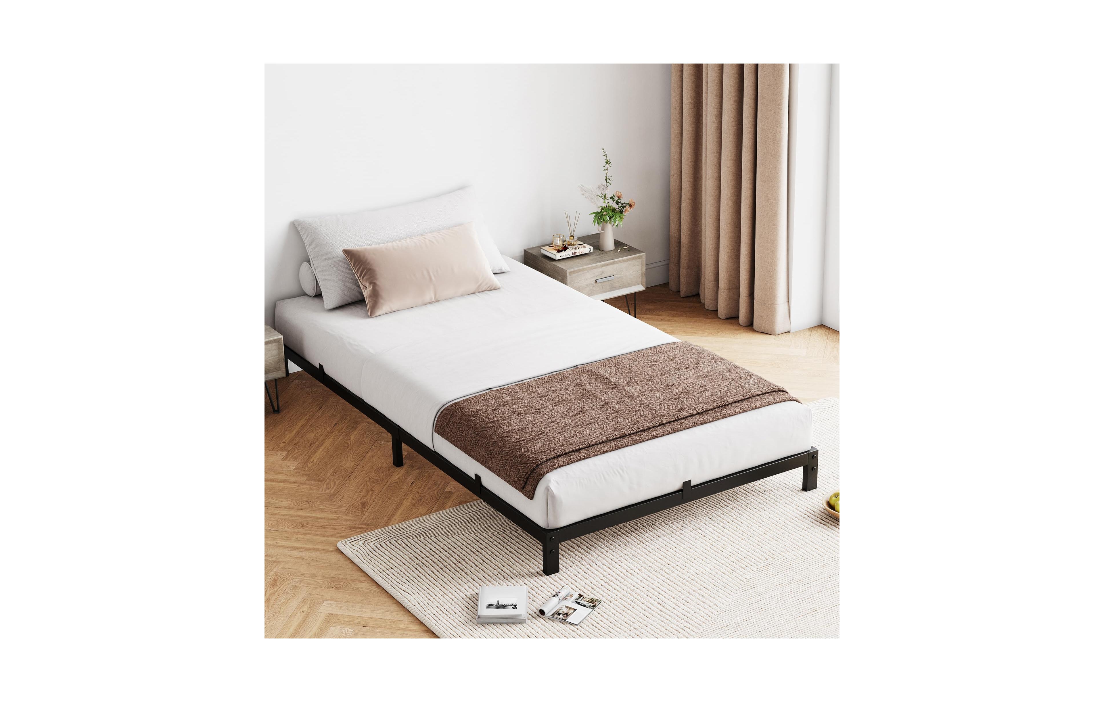 homfan 8 Inch Sturdy Low Profile Metal Bed Frame Platform - Heavy Duty, No Box Spring Needed, Easy Assembly, Noise-Free