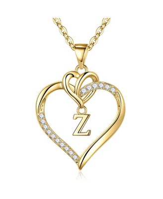 Gnuadz Heart Initial Necklace Women Gift Mother's Day - Gold z