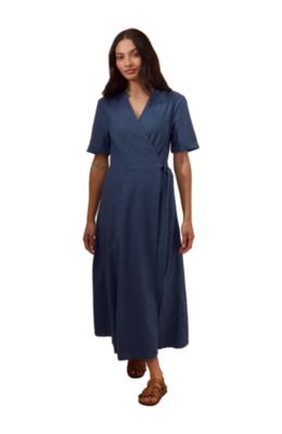 Women's Luxurious Linen Wrap Midi Dress