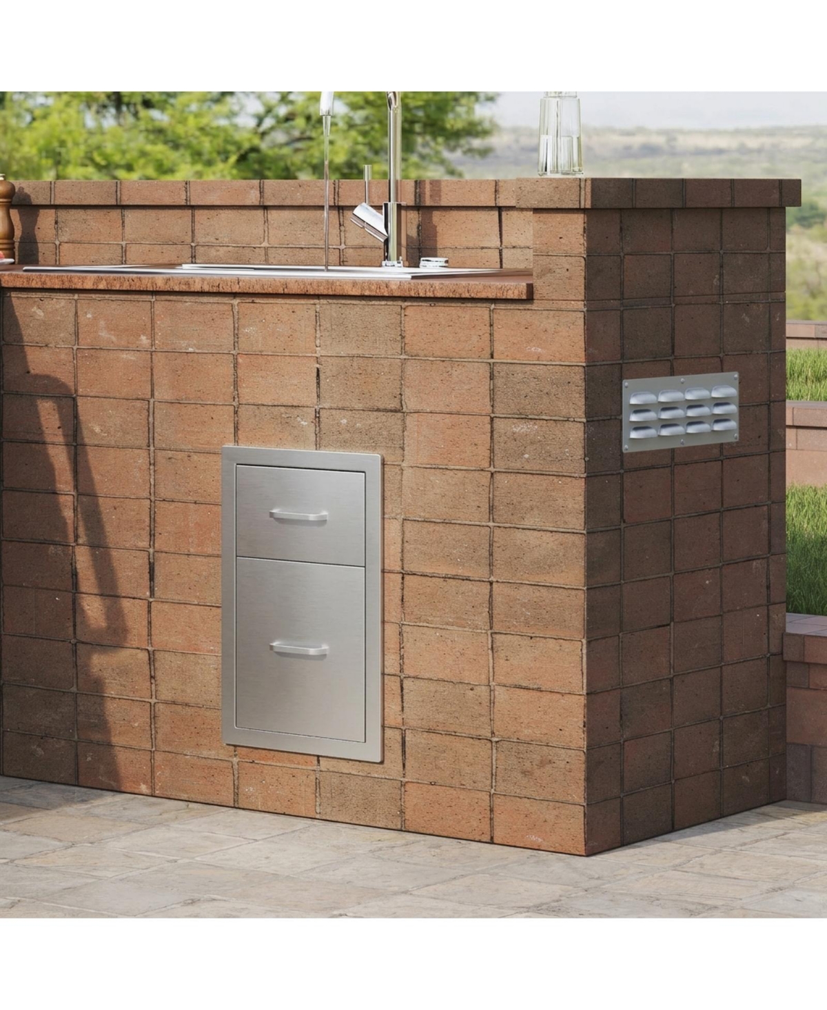 Sugift Outdoor Kitchen Drawers 13in W x 20.4in H x 20.8in D With Stainless Steel Handle