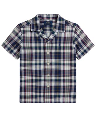 Boys' 2-7 Plaid Cotton Oxford Camp Shirt