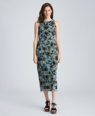 Women's Sandra Printed Side Ruched Midi Dress