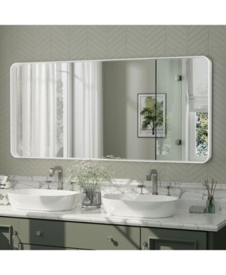 60" x 28" High-Strength Tempered Glass and Aluminum Alloy Framed Wall Decor Bathroom Vanity Mirror