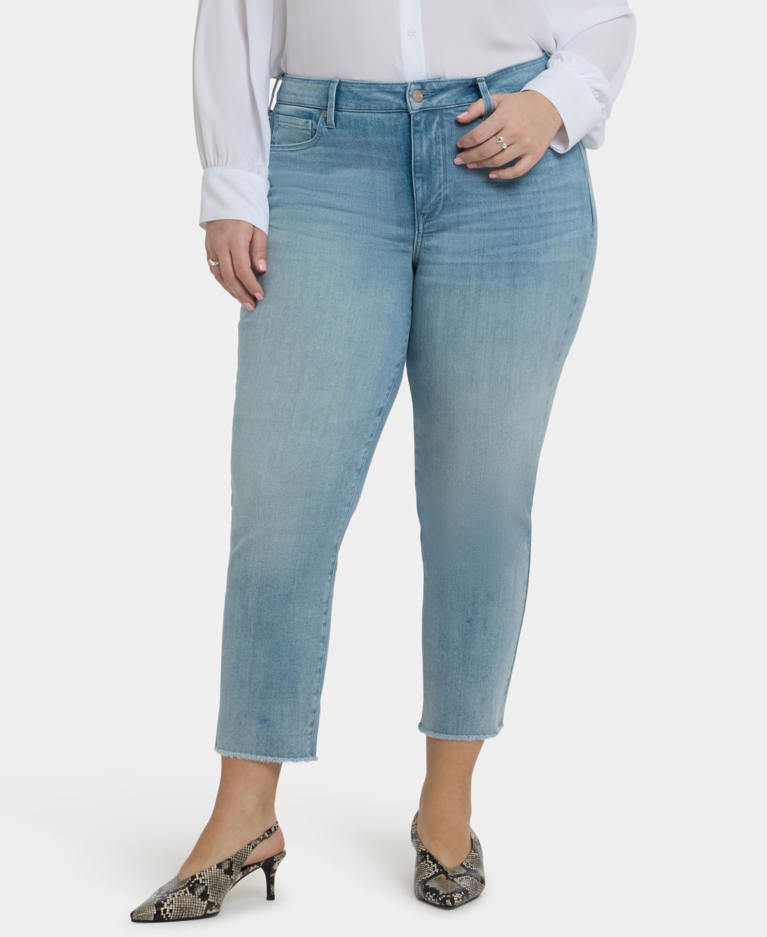 Plus Size Sheri Ankle Fray Hem Jeans with Lift Tuck Technology