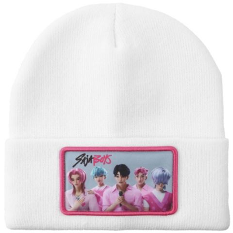 Мужская шапка KPop Demon Hunters Saja Boys White Cuff Knit, цвет: Белый