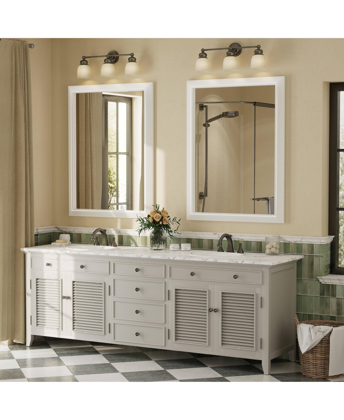 Apmir 30" x 40" Inch Thick Metal Framed Wall Mirrors for Bedroom
