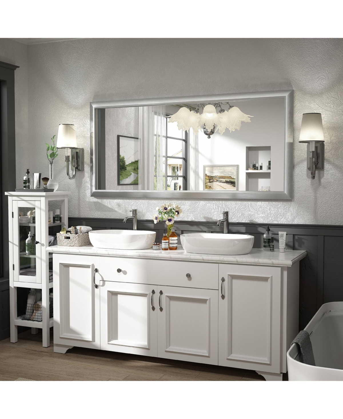 Apmir 60" x 28" Inch Thick Metal Framed Wall Mirrors for Bedroom