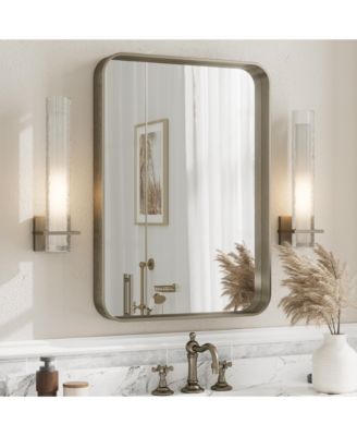 High-Strength Tempered Glass and Aluminum Alloy Framed Wall Decor Bathroom Vanity Mirror in Brushed Bronze