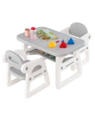 Kids Table and Chair Set with Building Blocks Surface