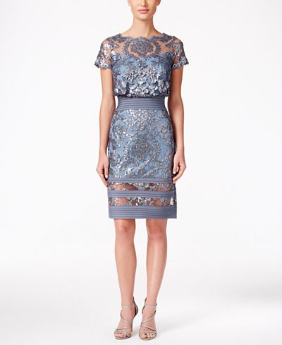 Tadashi Shoji Illusion Lace Blouson Dress
