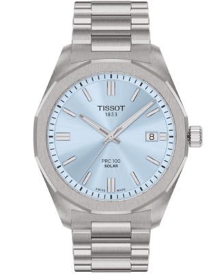 Men's Solar Swiss Stainless Steel Watch, 39mm