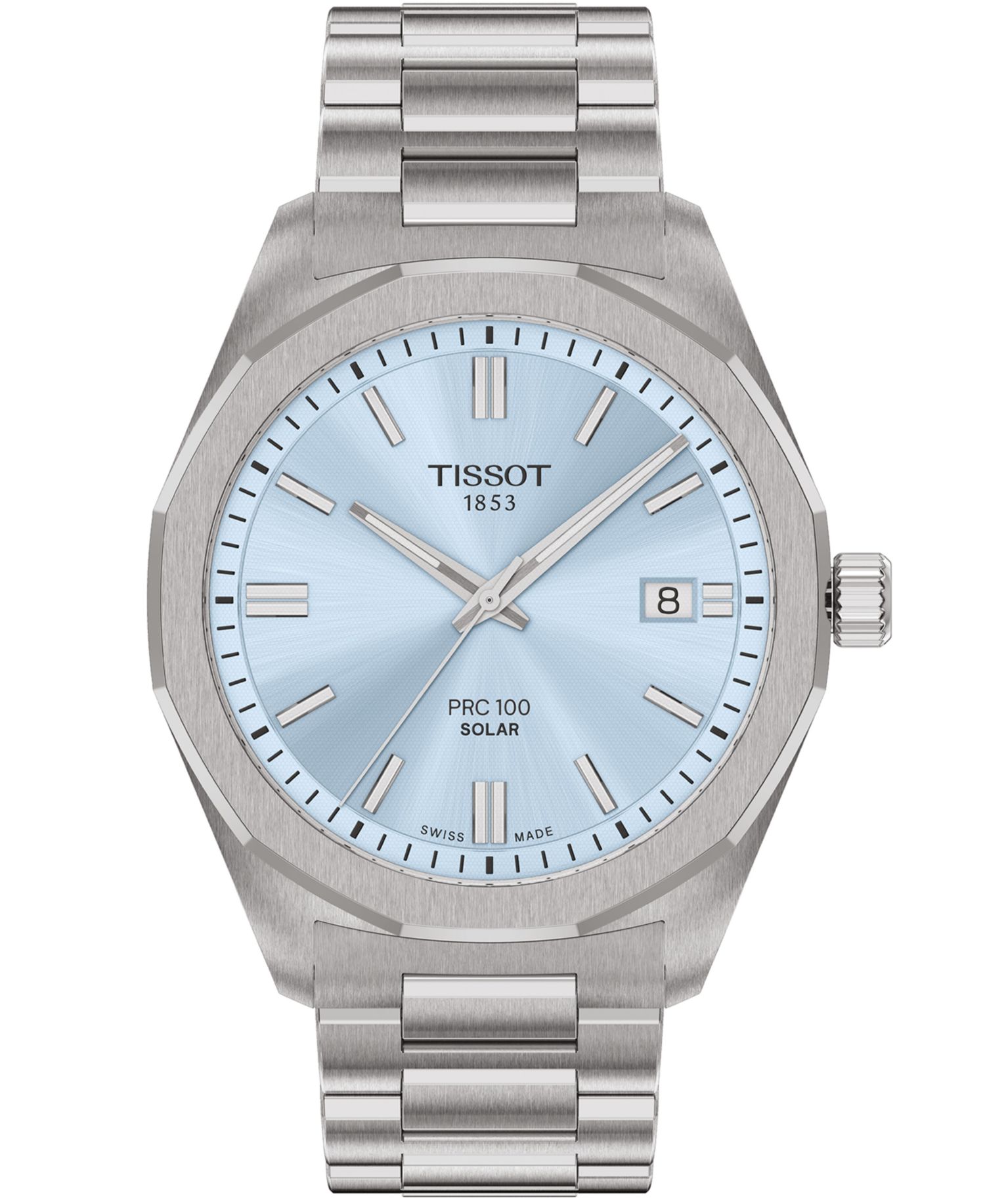Men's Solar Swiss Stainless Steel Watch, 39mm