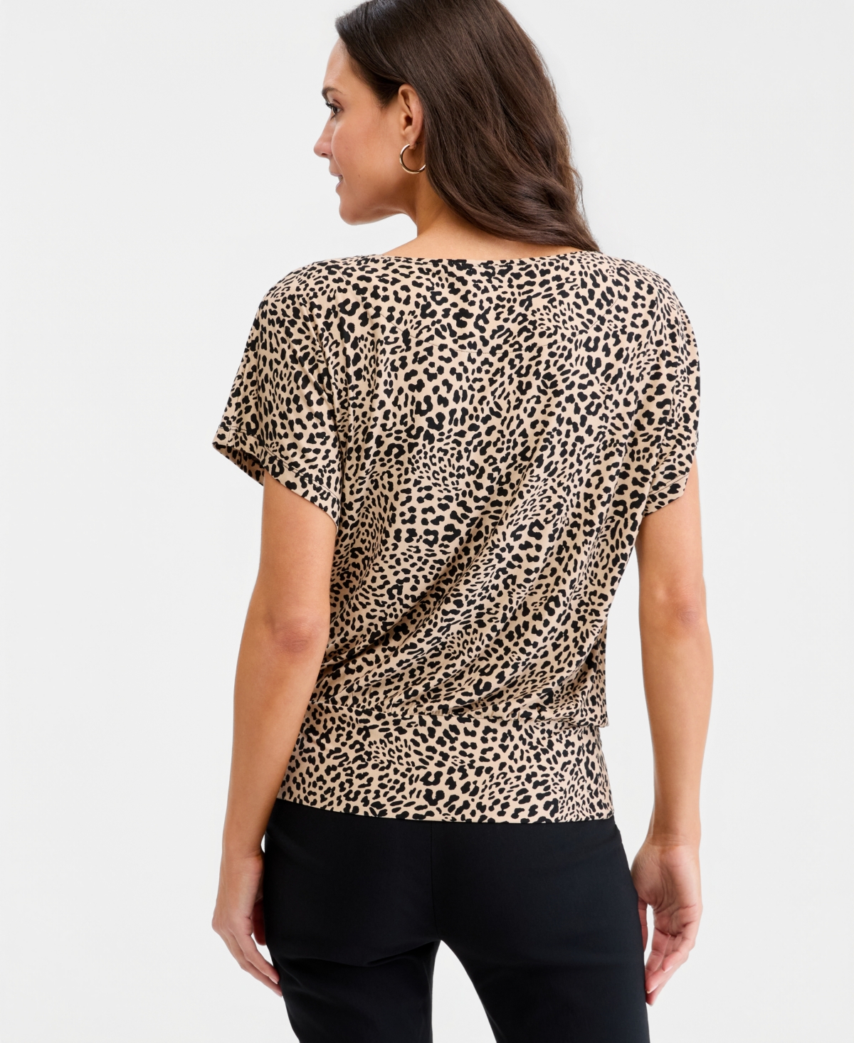 Jm Collection Women's Printed Boatneck Banded-Bottom Knit Top, Macy's Exclusive