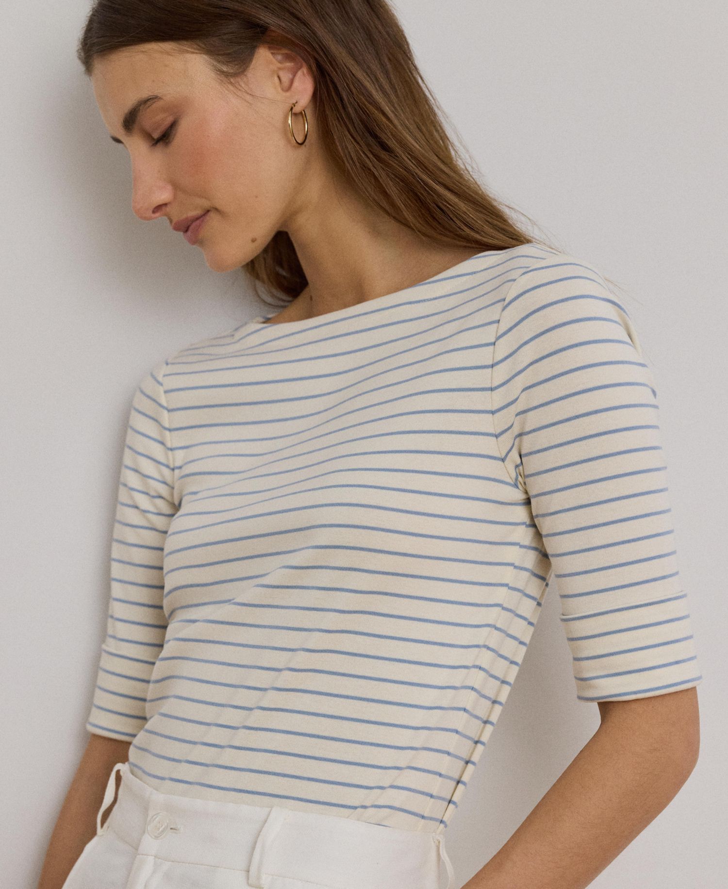Women's Striped Boat Neck Top