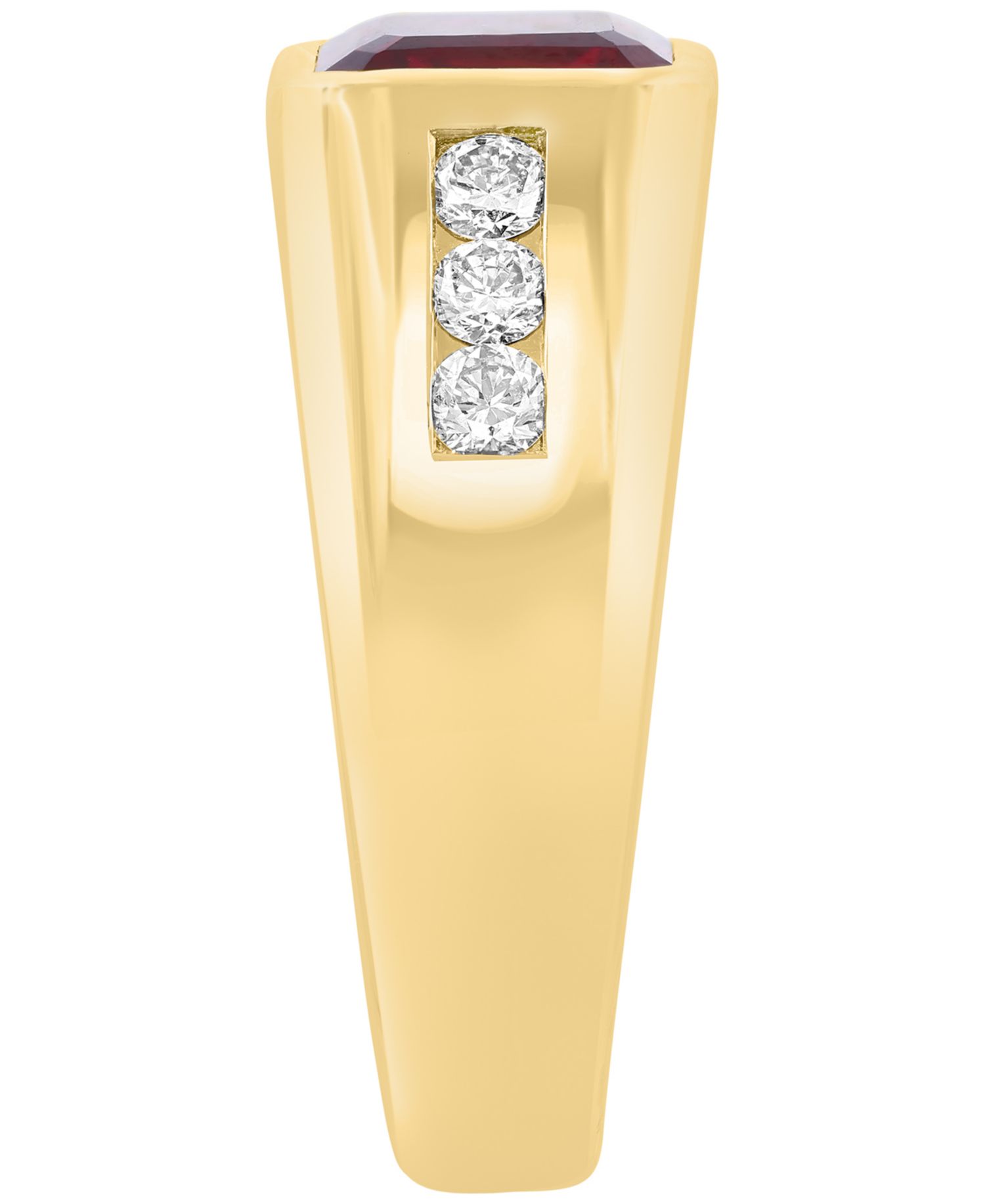 Men's Lab Grown Ruby (3-3/4 ct. t.w.) and Lab Grown Diamond (1/2 ct. t.w.) Ring in Gold Over Silver