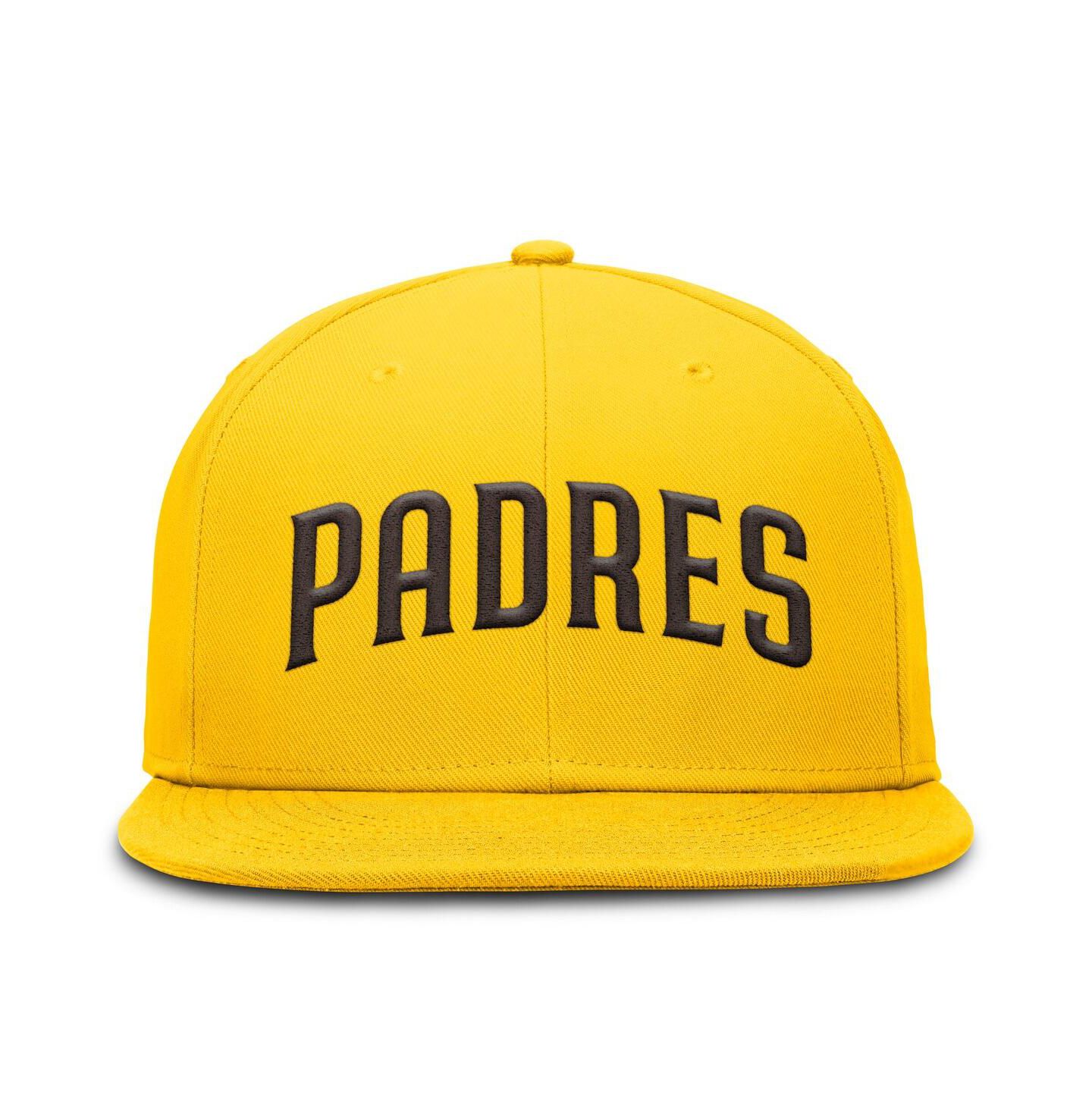 Мужская кепка Nike Gold San Diego Padres Wordmark Dri-FIT Round Bill True Fitted Hat — фото 2