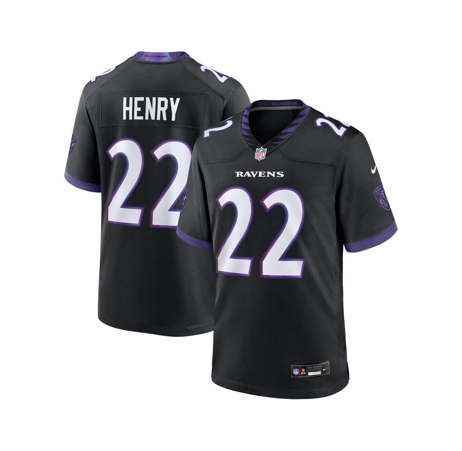 Men's Derrick Henry Black Baltimore Ravens Alternate Game Jersey