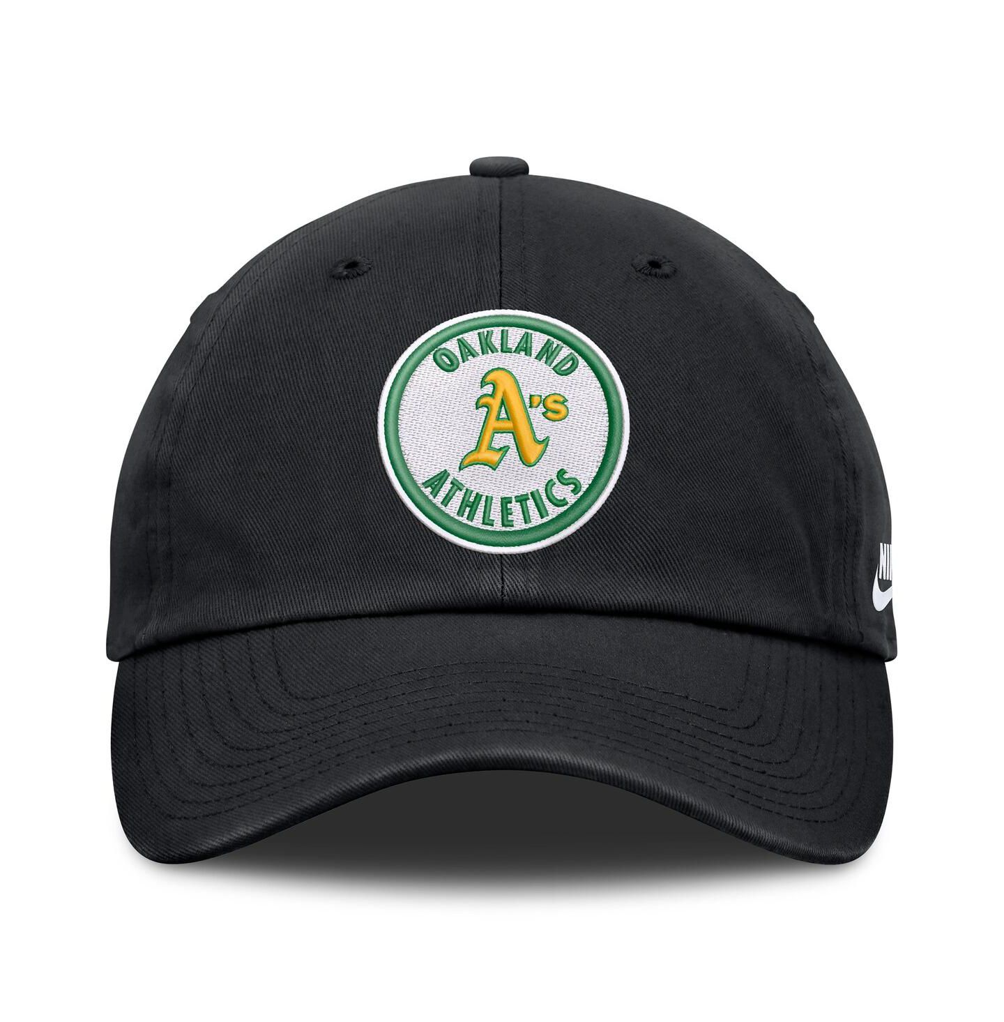 Мужская кепка Nike Black Oakland Athletics Cooperstown Collection Club Adjustable Hat — фото 2