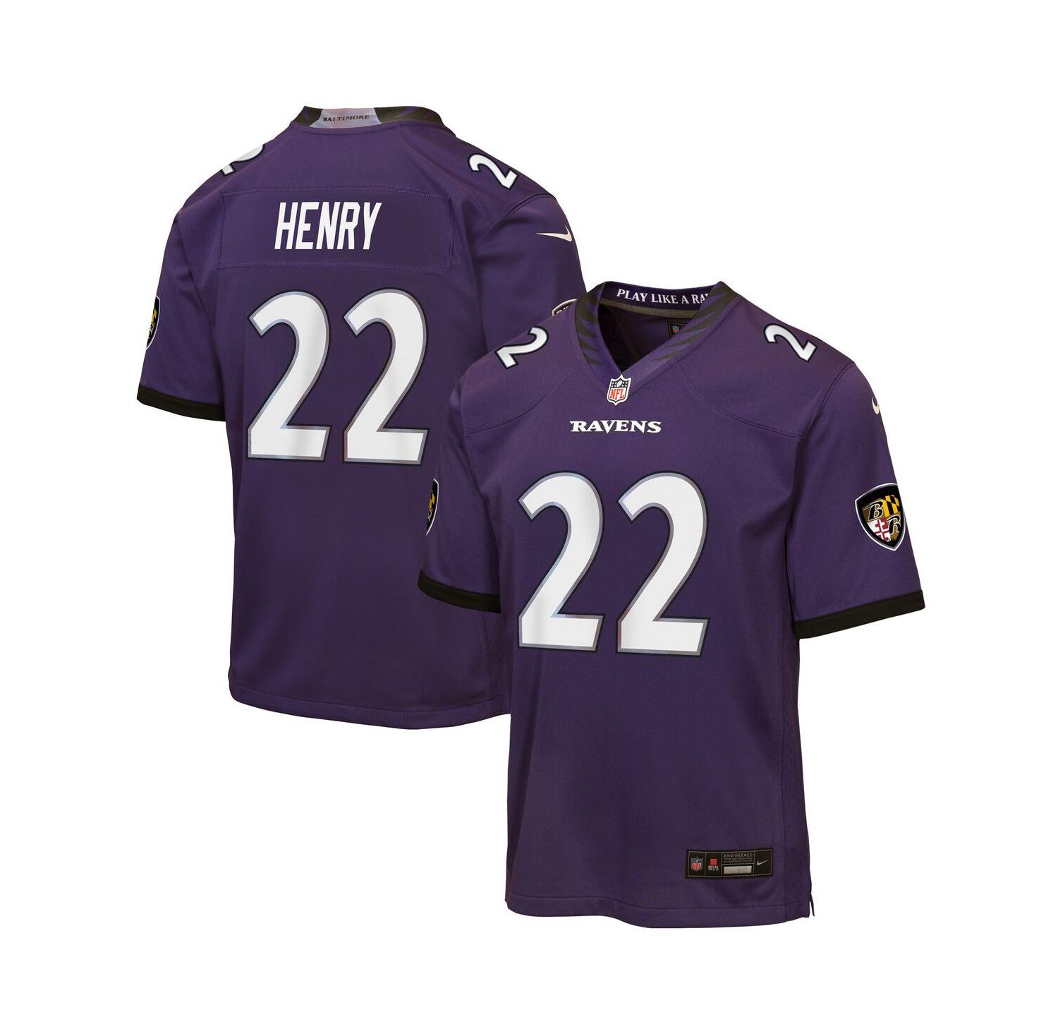 Big Boys and Girls Derrick Henry Purple Baltimore Ravens Game Jersey