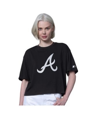 Women's Black Atlanta Braves Holy Grail Boxy Cropped T-Shirt