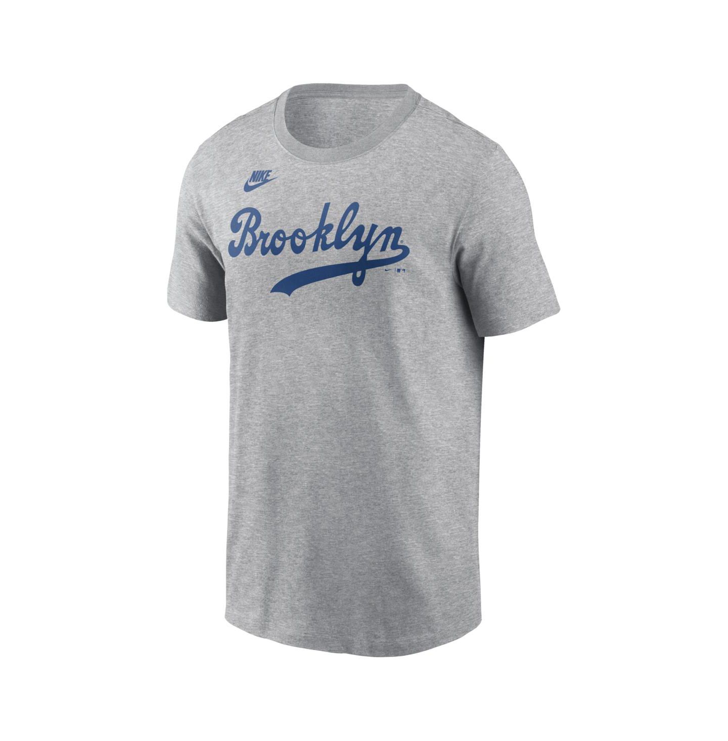 Мужская футболка Nike Jackie Robinson Heather Gray Brooklyn Dodgers Cooperstown Collection Name & Number — фото 2