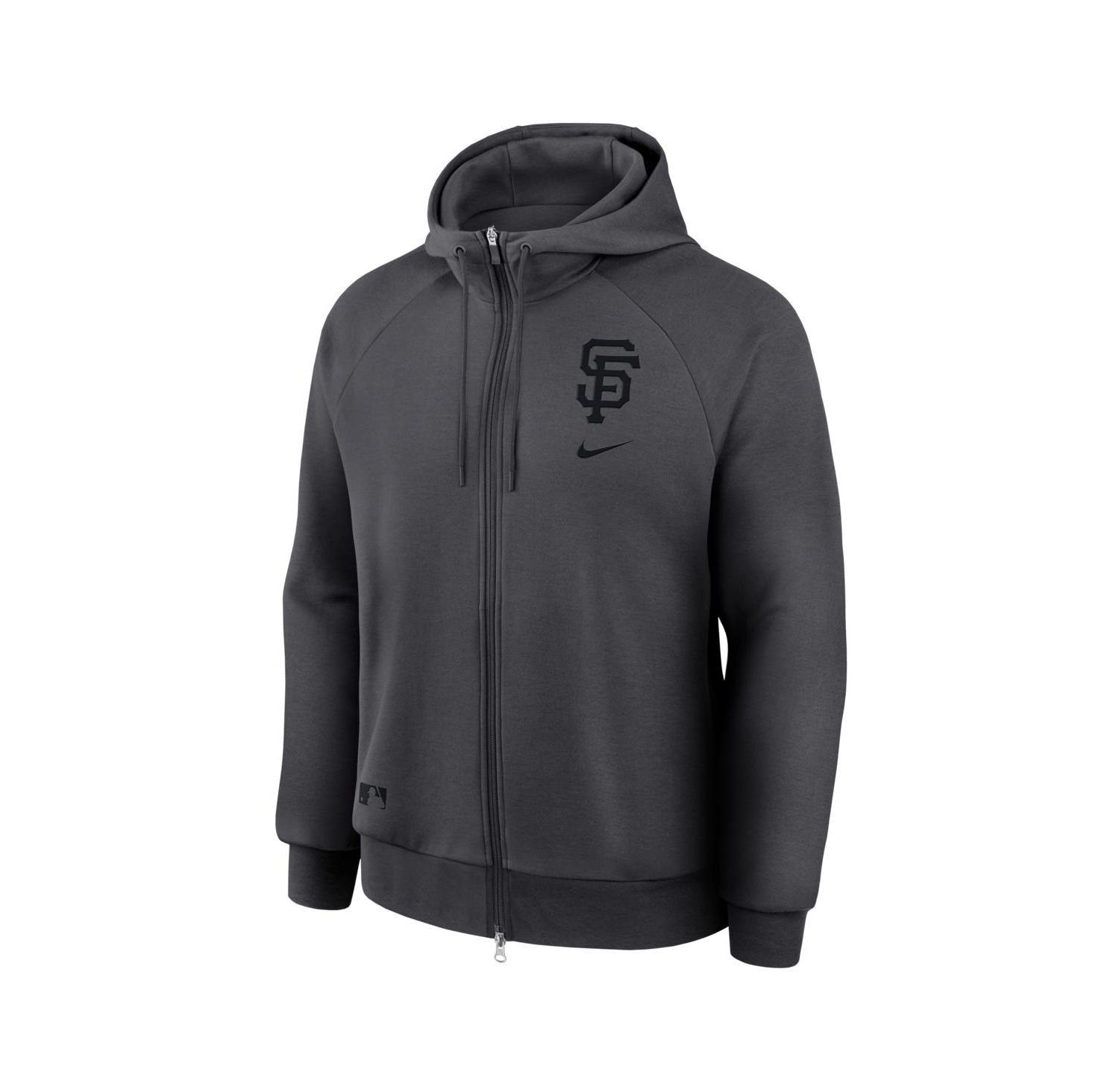 Men's Anthracite San Francisco Giants Authentic Collection Player Raglan Dri-FIT Full-Zip Hoodie