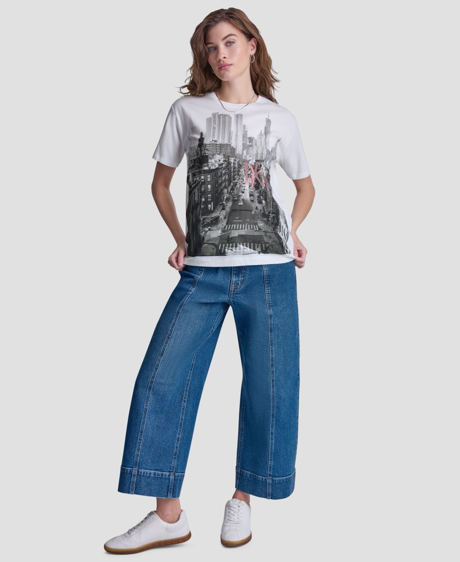 Petite New York Stacked Sequin Logo Short-Sleeve T-Shirt