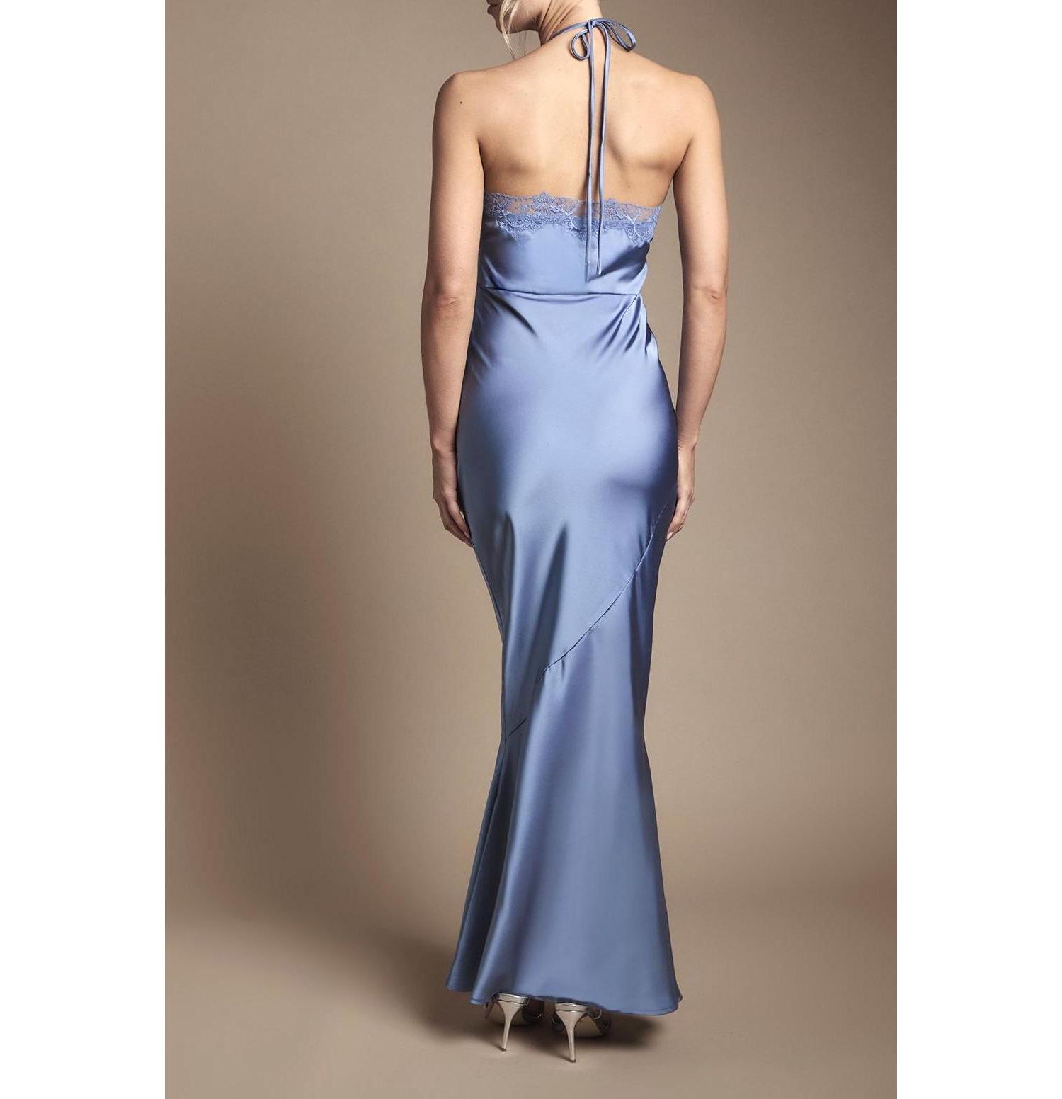 Women's Halter Satin Maxi Bridesmaid Dress