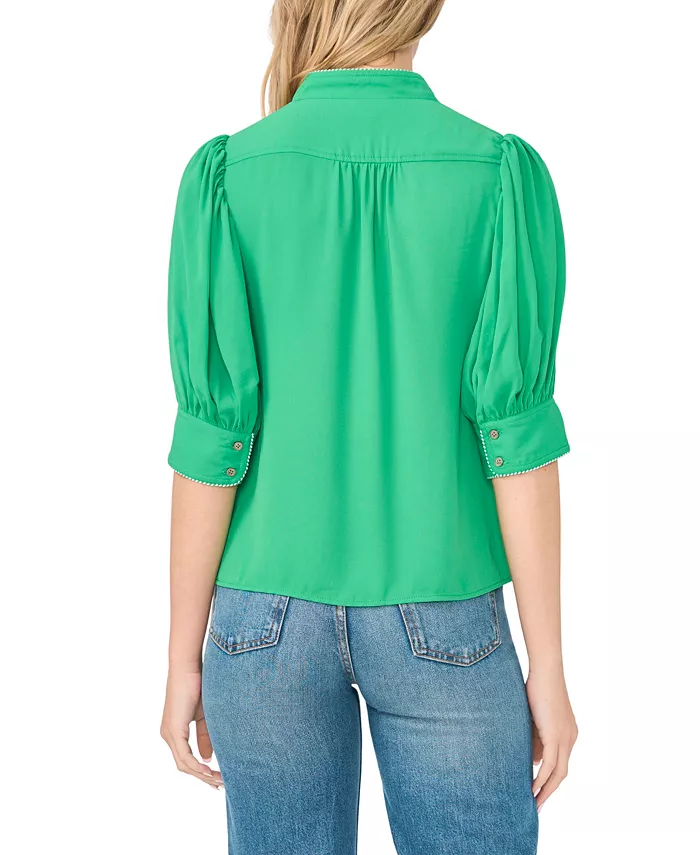 Women's Pearce Puff-Sleeve Open Collar Top - thumbnail 4