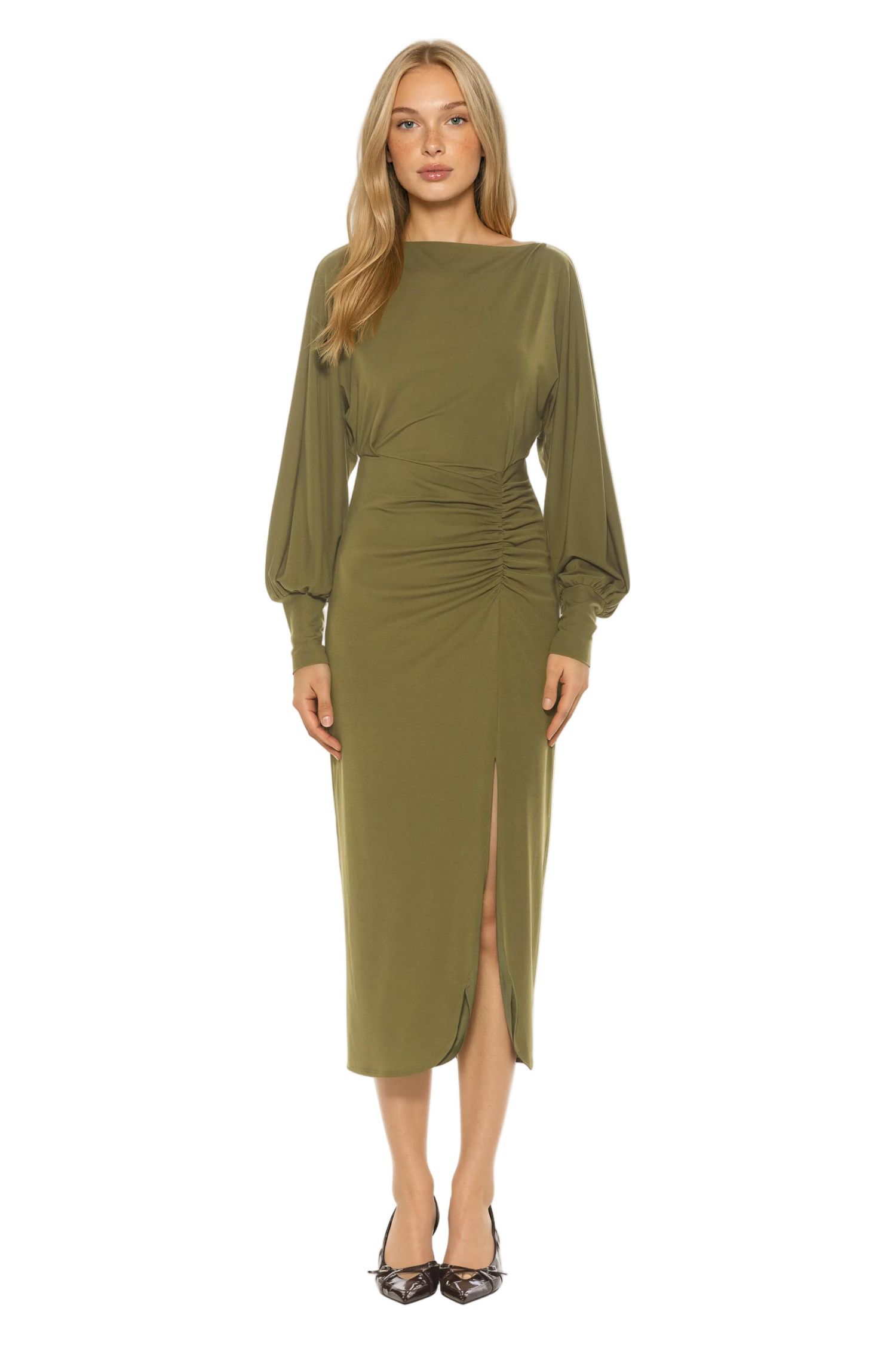 Women's Uri Boatneck Dolman Sleeve Dress with V Back