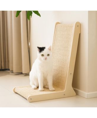 Sisal Cat Scratcher Upright Wall Mounted Vertical L Shape Board Durable Protect Furniture Plush Mouse