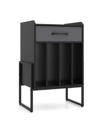 Record Player Table with Drawer and Vinyl Holder Storage for Albums