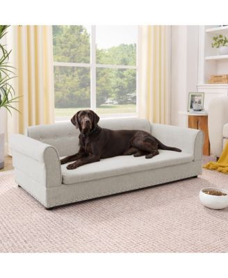 55 Inch Dog Sofa for MediumandLarge Dogs, Modern Elevated Dog Sofa Bed with Armrests, Backrest