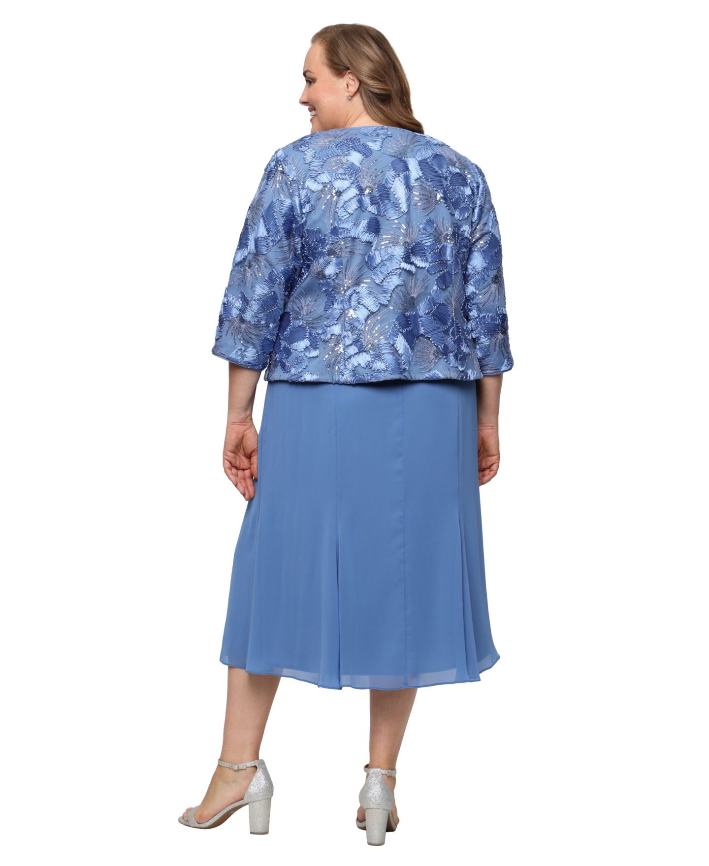 Женские платья Alex Evenings Plus Size Scoop Neck Dress and Soutache Open Jacket, 2-Piece Set, цвет: Brush Peri — фото 4