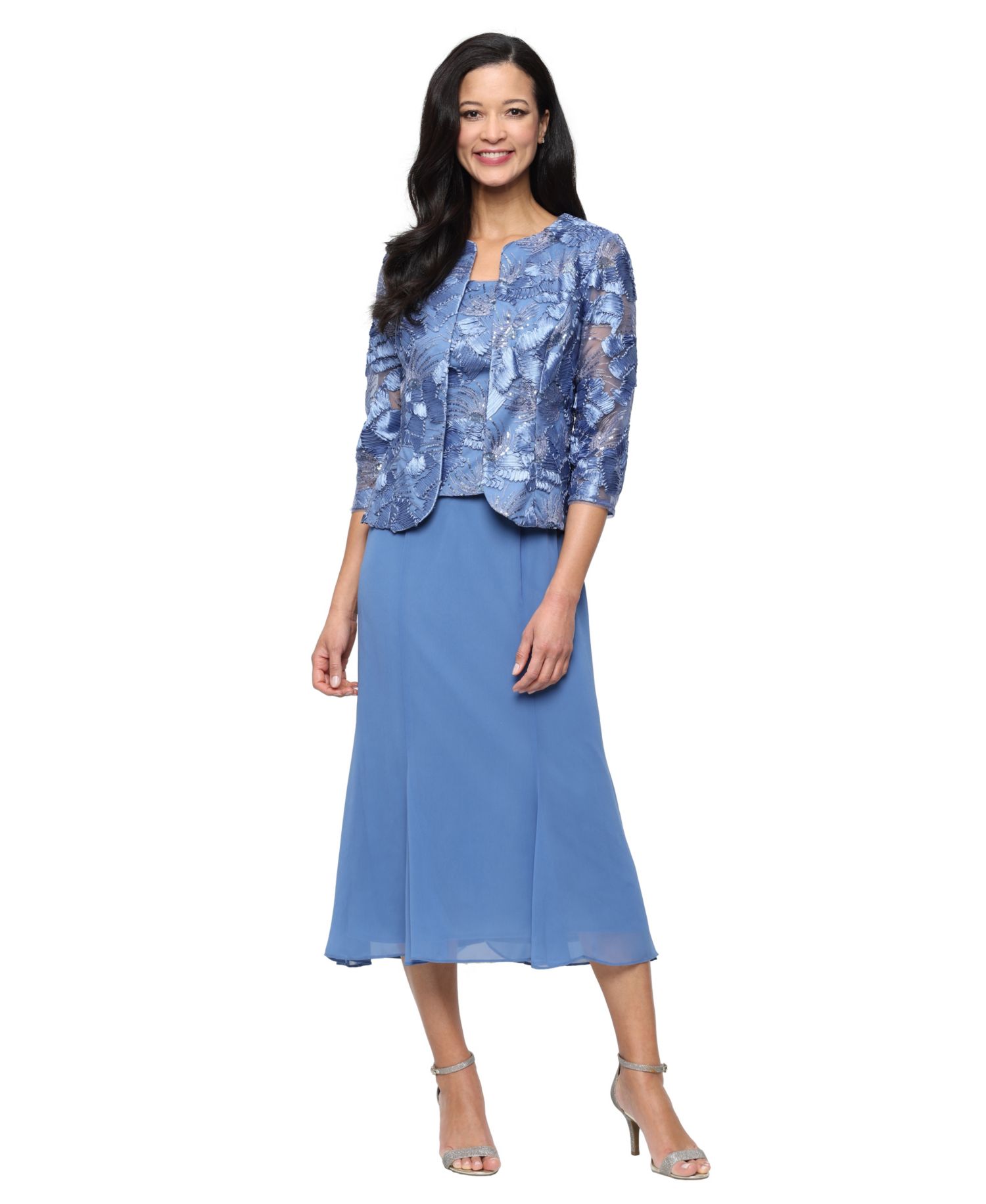 Petite Scoop Neck Dress and Soutache Open Jacket, 2-Piece Set