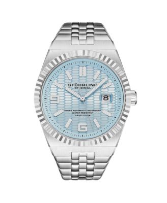 Original Men s Sentinel Swiss Automatic 42mm Stainless Steel Bracelet Watch with Guilloche Dial