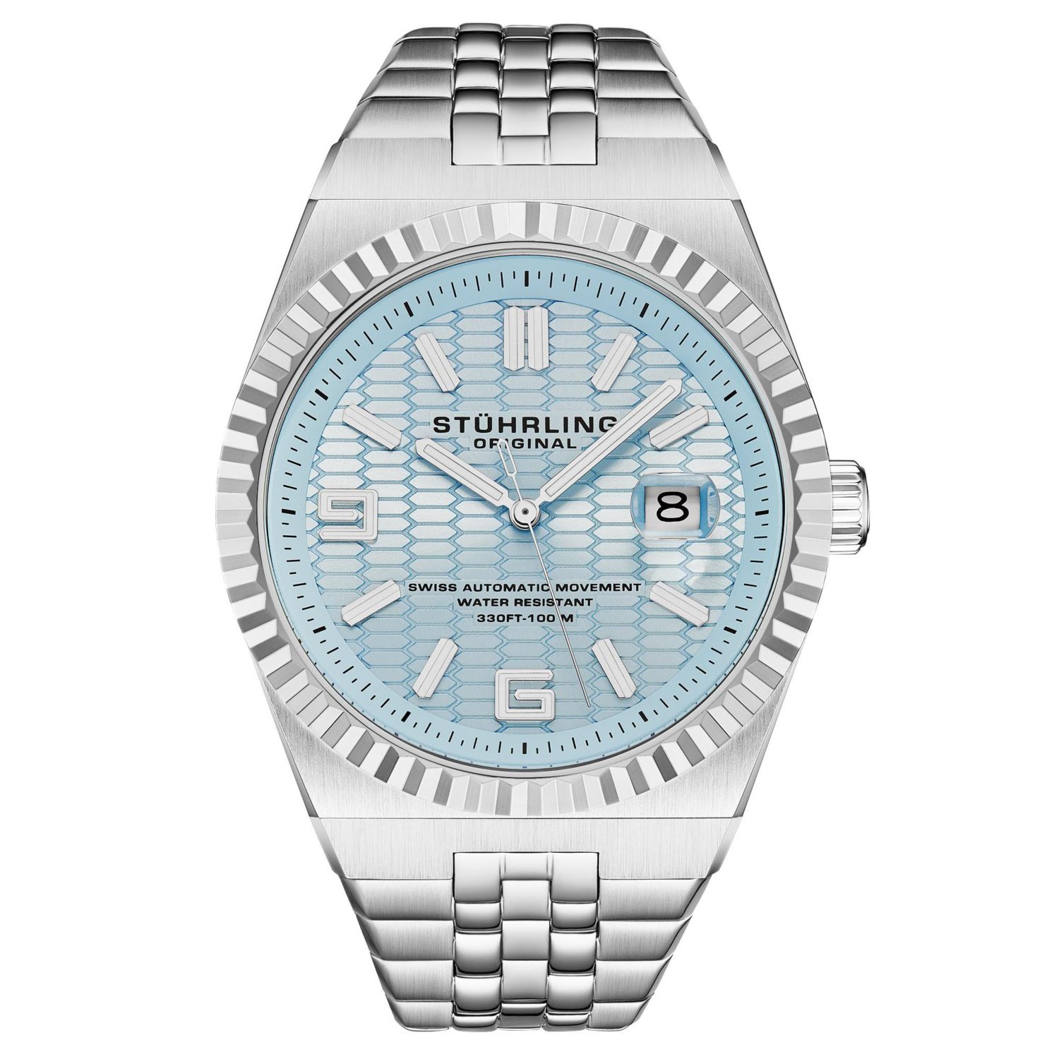 Original Men s Sentinel Swiss Automatic 42mm Stainless Steel Bracelet Watch with Guilloche Dial