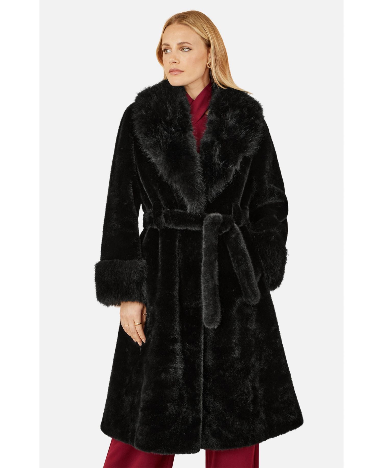 Women's Oversize Collar Wrap Faux Fur Coat