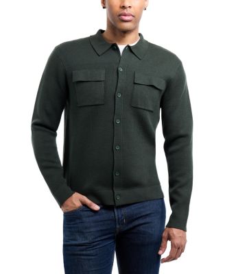 Men's Long Sleeve Sweater With Full Buttoned Two Patch Pockets